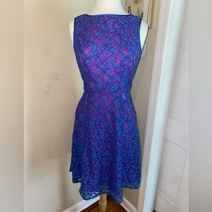 adrianna papell | size 4 | pink w blue overlay